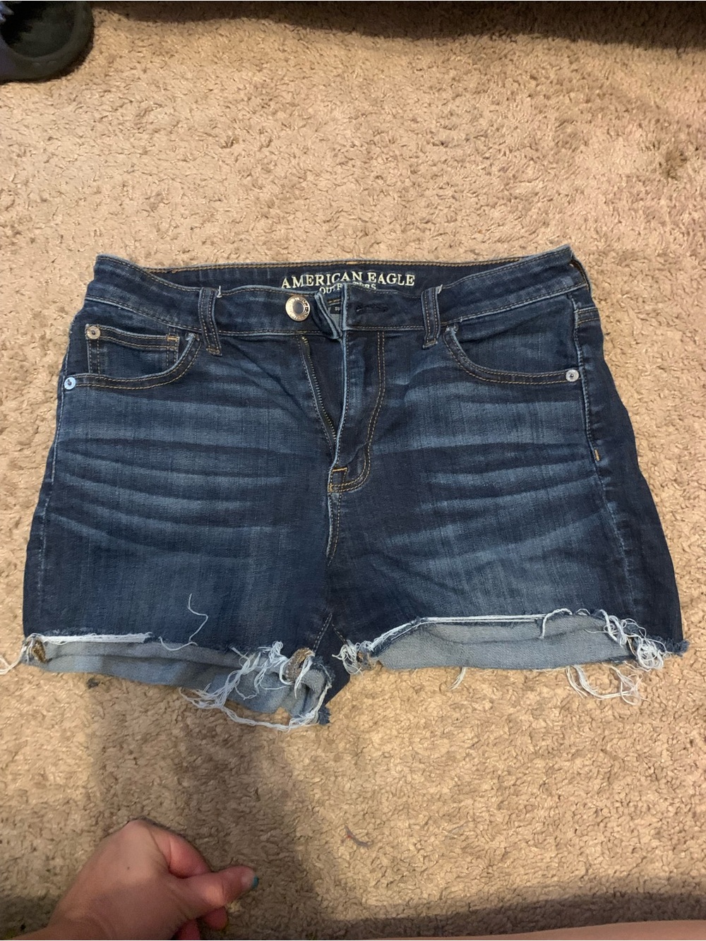 American Eagle Outfitters Indigo Denim Frayed Hem Jean Shorts